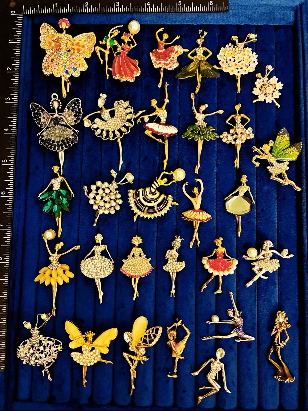 30pc Ballerina Brooch Pin Lot Rhinestone Crystal Enamel Ballet Dancer